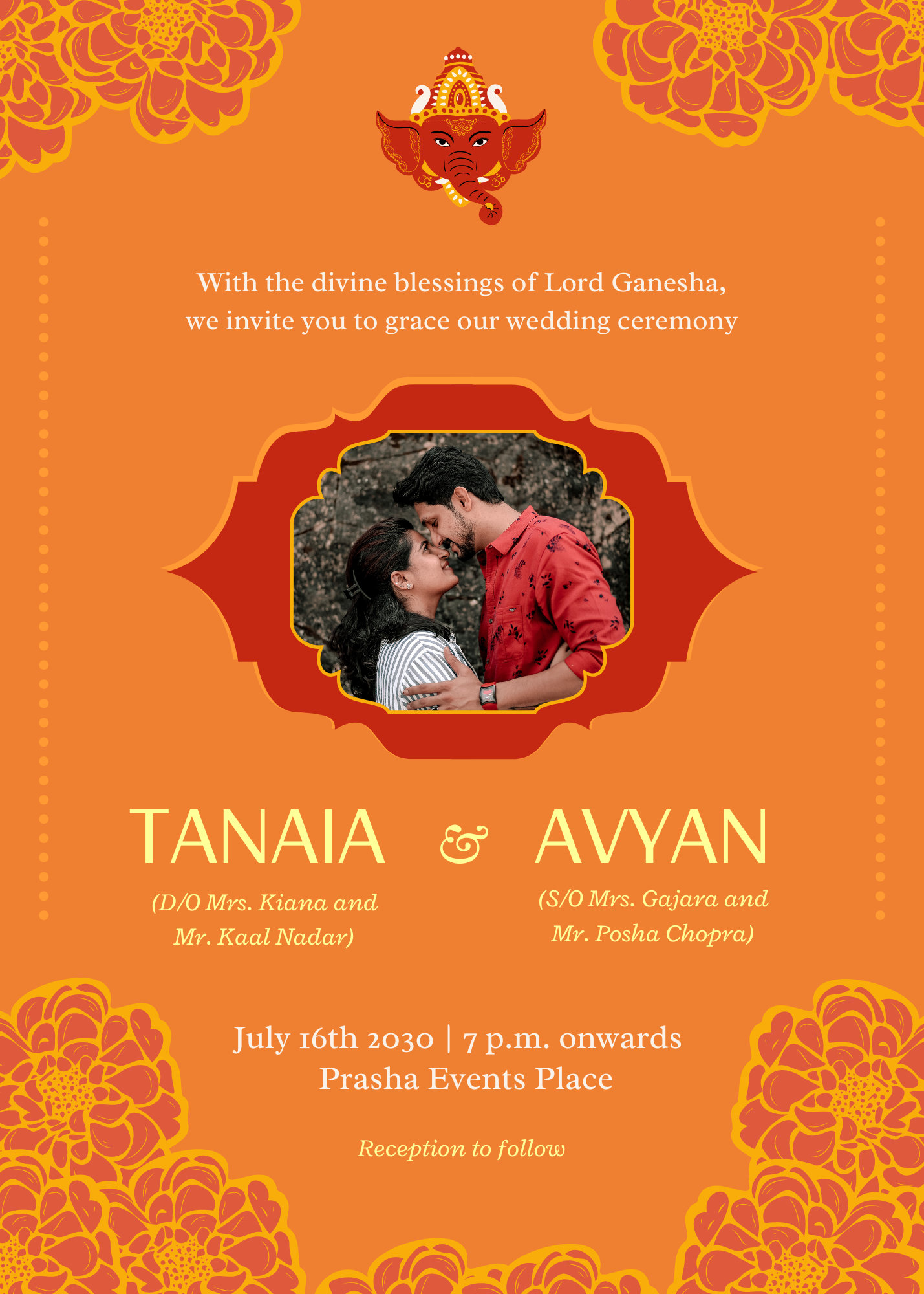 Orange Modern Illustrative Indian Wedding Invitation (10)