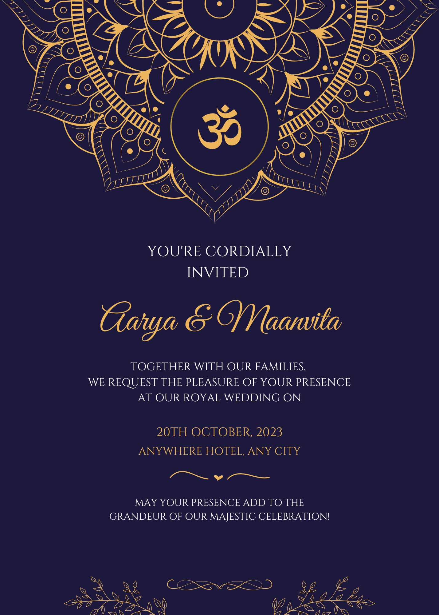 Orange Modern Illustrative Indian Wedding Invitation (2)