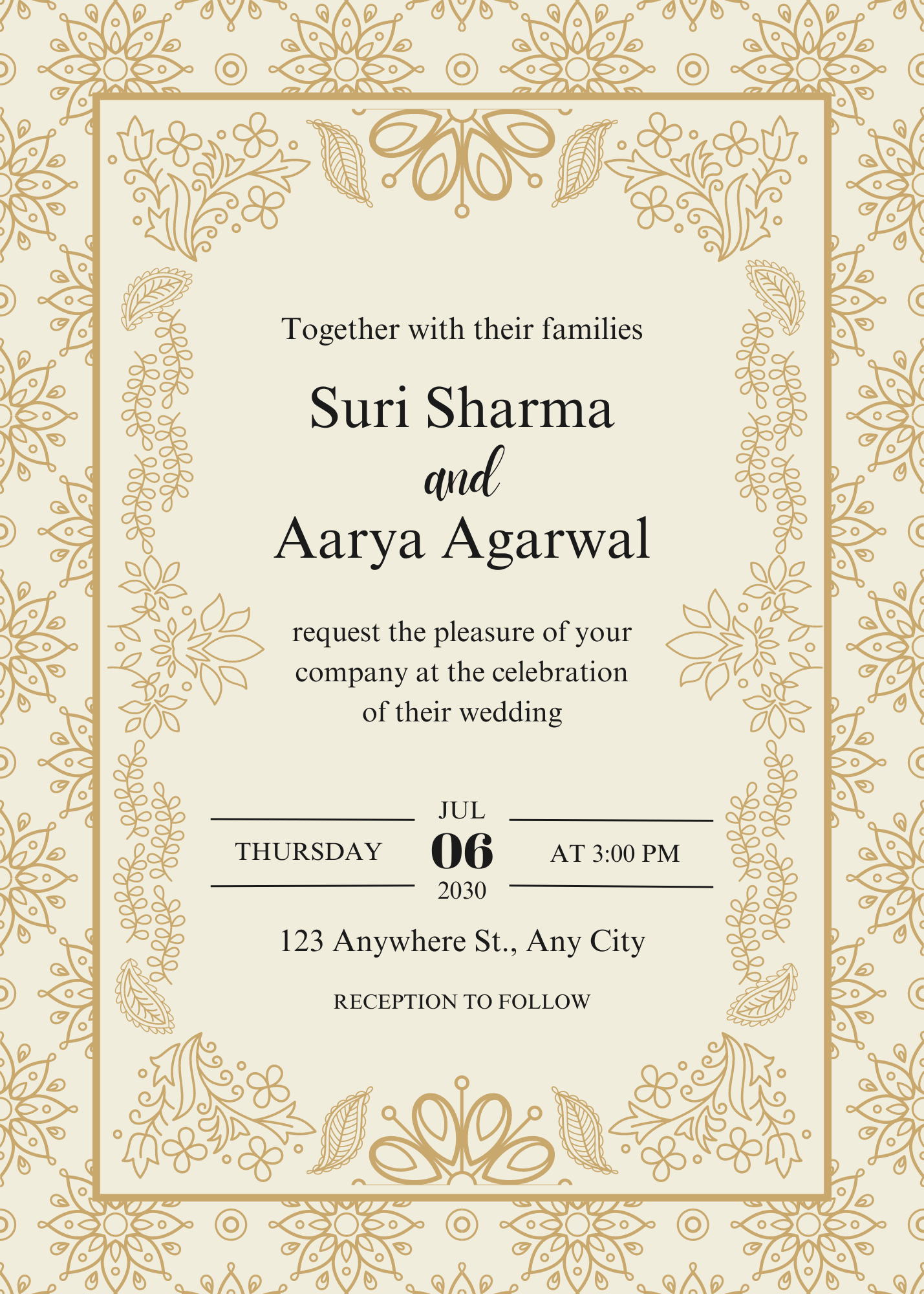 Orange Modern Illustrative Indian Wedding Invitation (5)