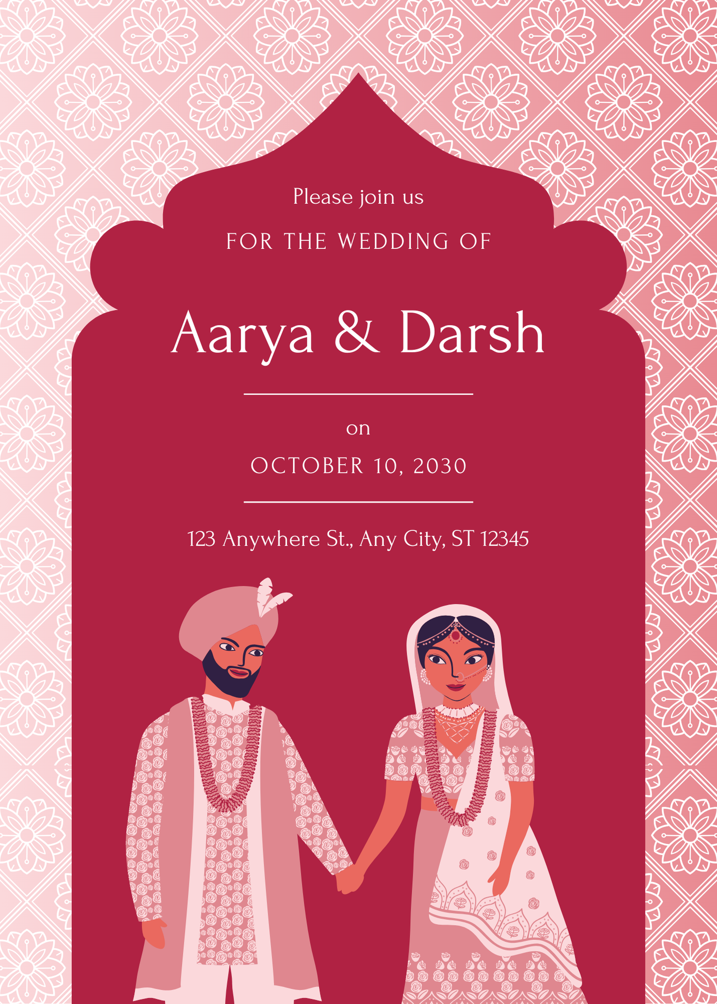 Orange Modern Illustrative Indian Wedding Invitation (7)