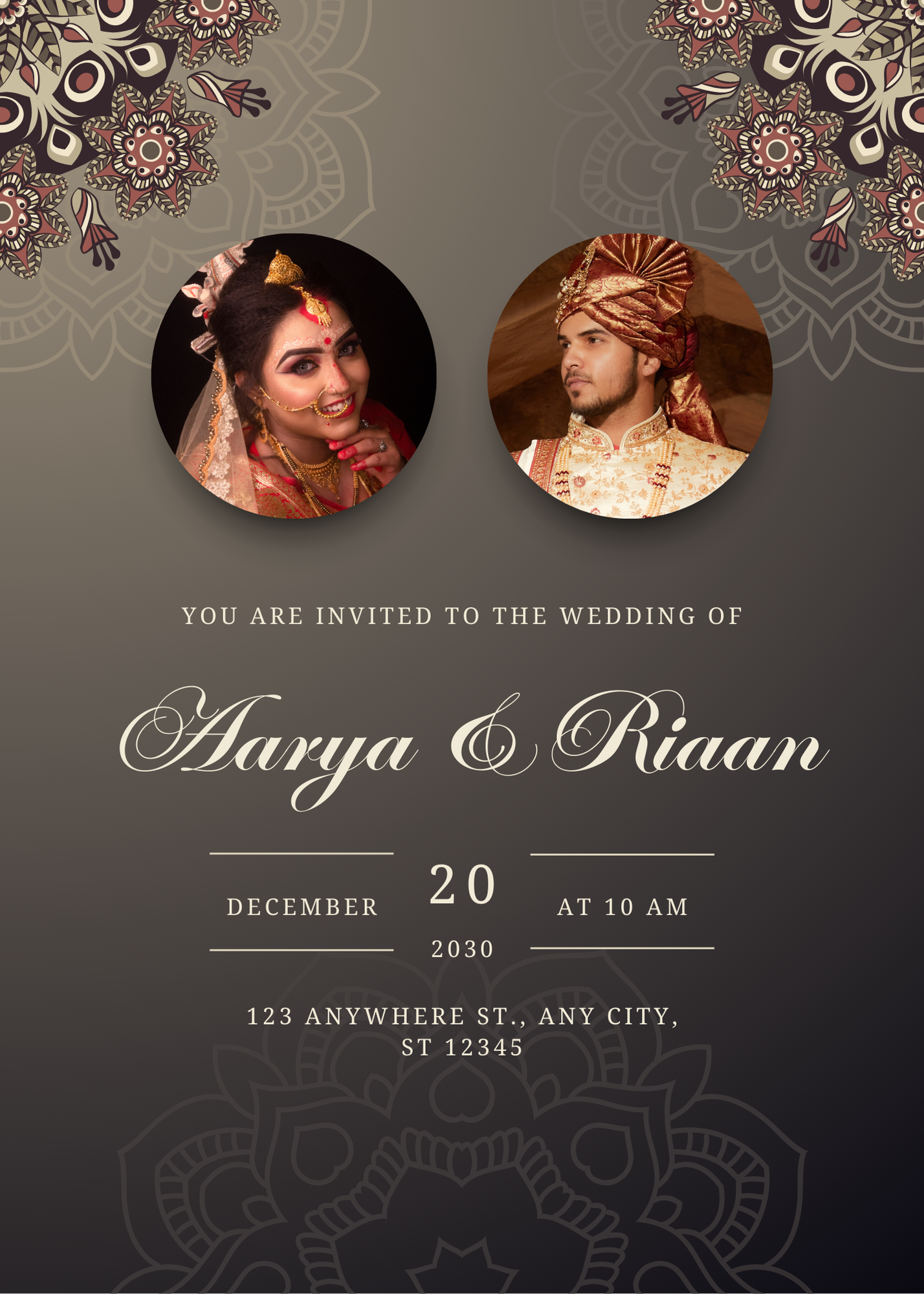 Orange Modern Illustrative Indian Wedding Invitation (8)