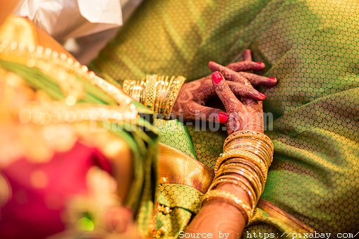 Mehndi, application of henna as skin decoration in Indian Wedding.